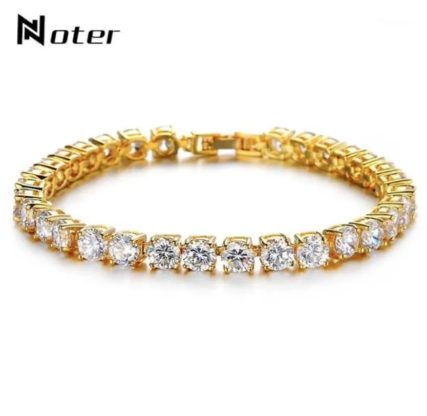Noter Tennis Bracelets Men Boys Micro Crystal Braslet Male Hand Jewelry Charm Gold SilverColor Chain Link Braclet Armband17950074