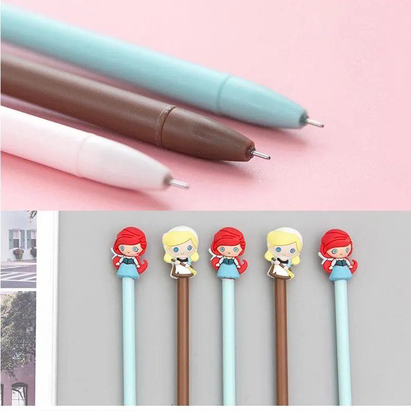 Stifte 12pcs/set Koreanisch süße hübsche Prinzessin Pens Meerjungfrau Girl Schreibwarenlehrerin Frauen Hochzeit Geschenk Kawaii Lustige Schule Blauer Ballpunkt