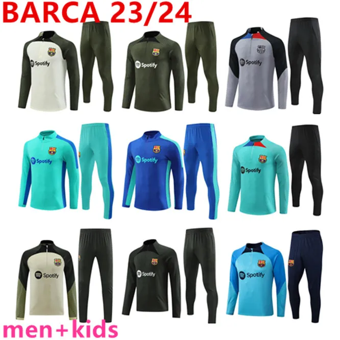 Trackuits maschile 23 24 Barcellona Tracksuit Barca Football Men and Kids Set Boys adulti Lewandowski Pedri Allening Suit 2024 Barcellona Allenamento Studi Outfit