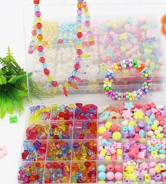 Kit per la creazione di gioielli Set di perline pop colorate fai-da-te Regali fatti a mano creativi Allacciatura in acrilico Collane per braccialetti Artigianato per bambini