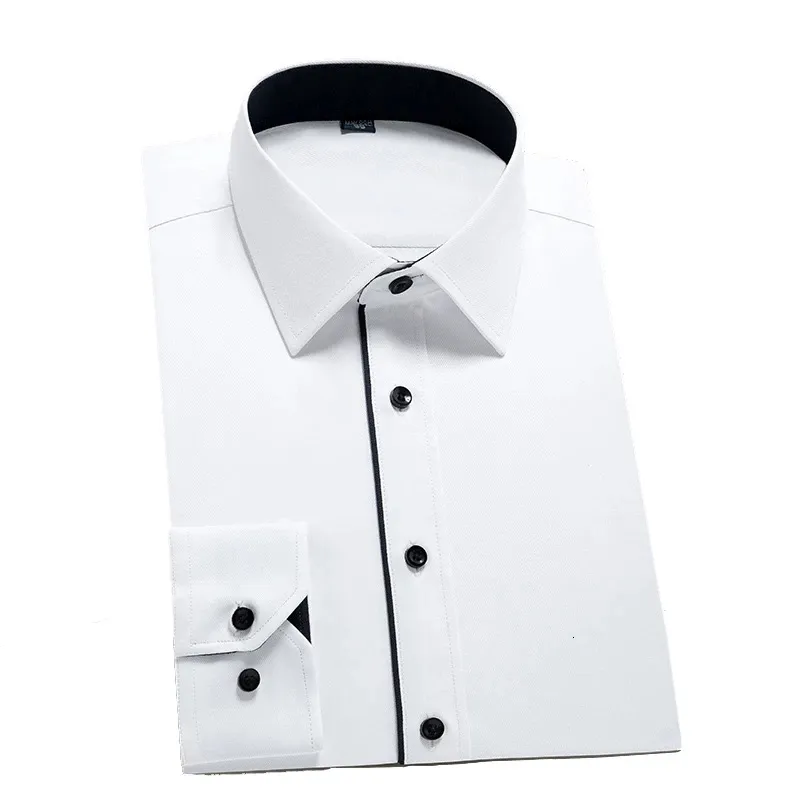 Erkek elbise gömlekleri yüksek kaliteli pamuklu erkekler uzun kollu iş beyaz gömlek normal uyum resmi elbise lüks adam gömlek artı boyut 5xl 6xl 7xl 8xl 230628