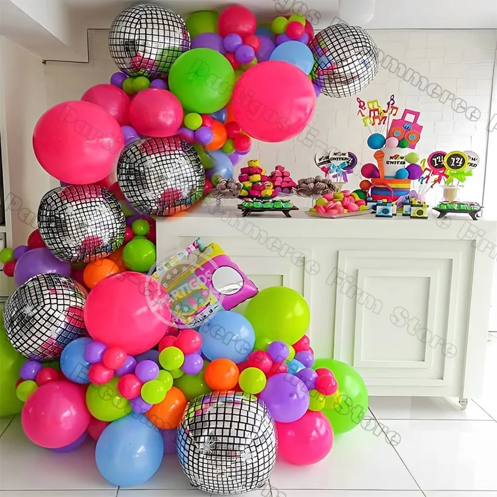 Disco Party Decor Bar Silver Ball Helium Balloon Dance Party