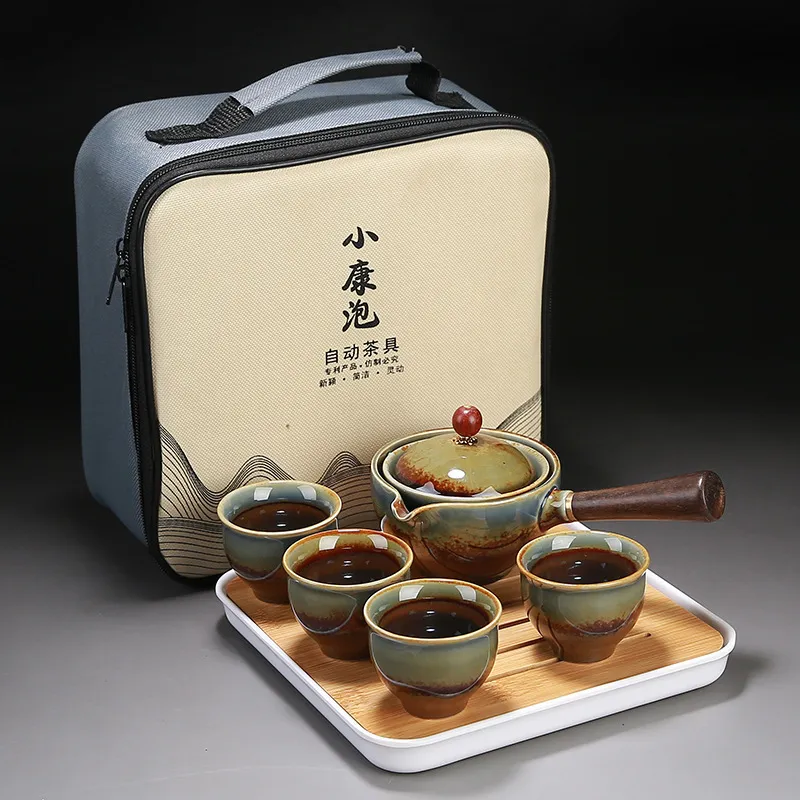 fanquare Chinese Keramische Kung Fu Thee Set Met Theeblad En Kleine Thee Gereedschappen, Porselein Thee Service, Licht Groen