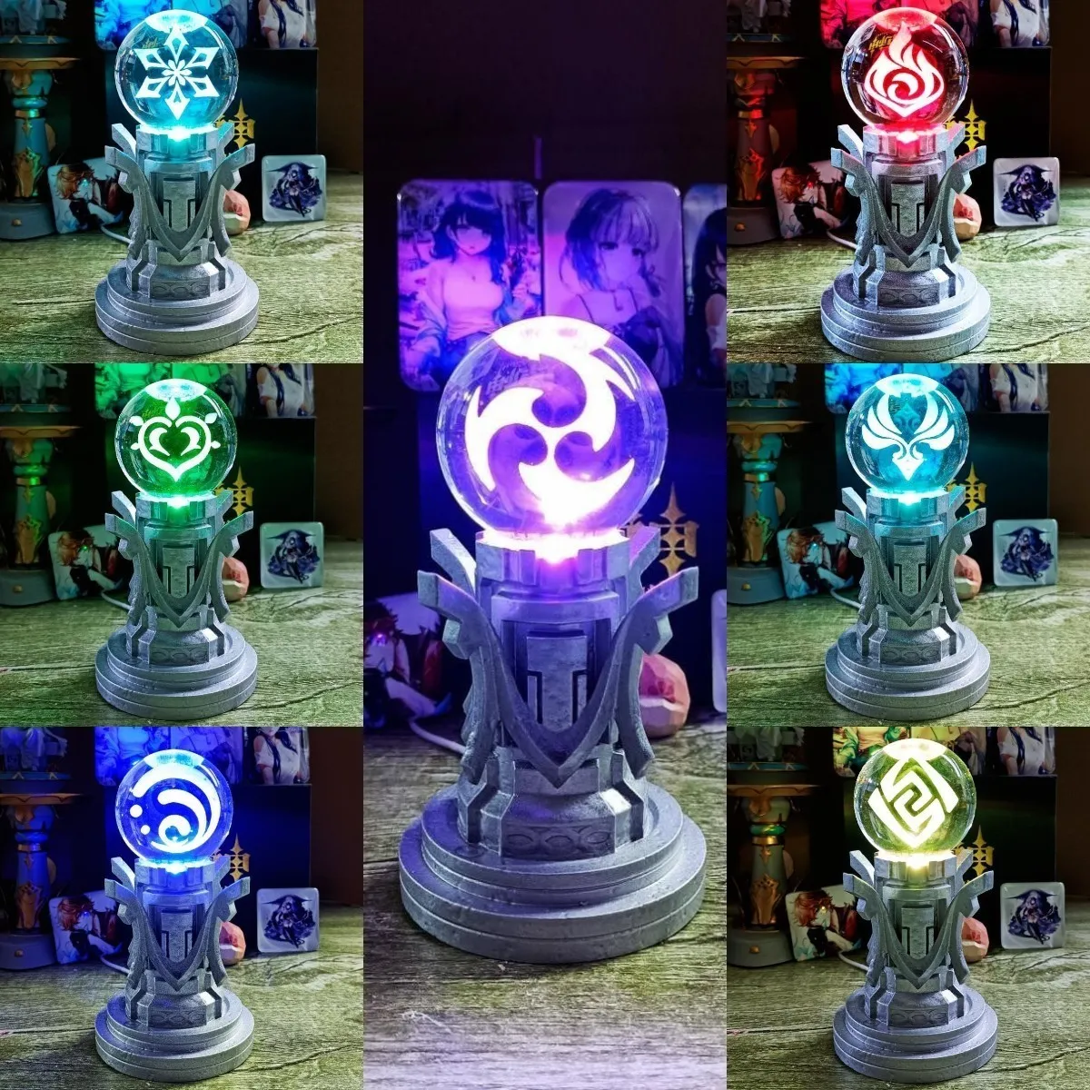 Другие игрушки Game Genshin Impact Element God's Eye Vision Night Light Wendi Xiao Klee Hutao Inazuma Mondstadt Liyue Gifts 230627