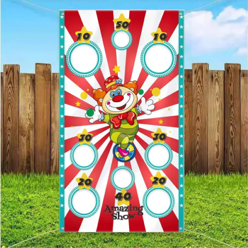 Gioco Lancio Fagioli Clown Carnevale - Banner Con 3 Sacchetti Per Feste Circus Adulti E Bambini - Foto 10