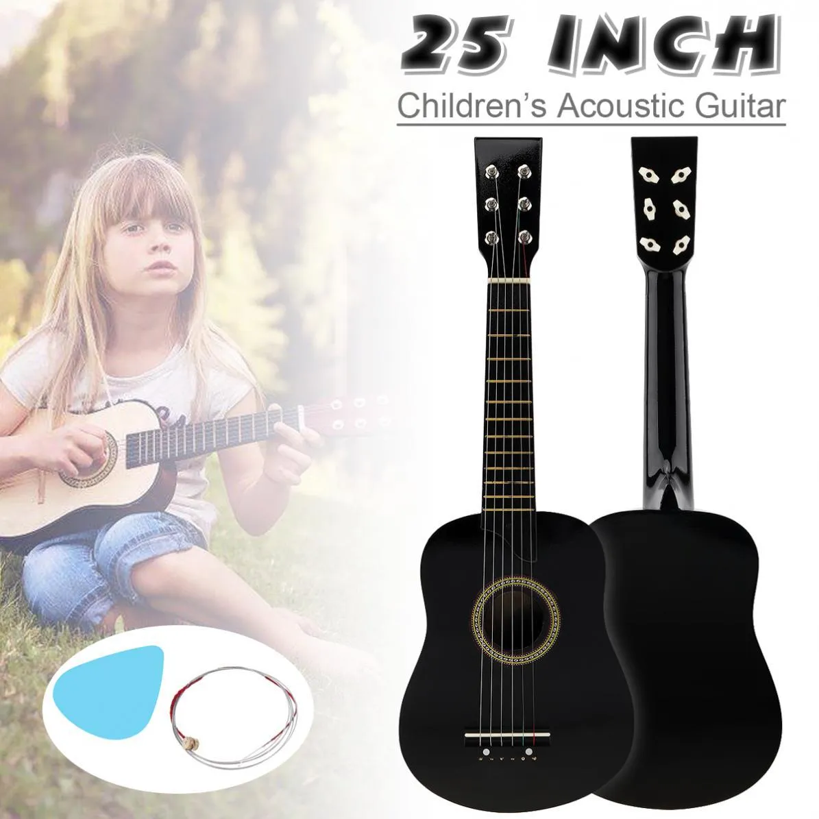 Kable 25 -calowa gitara akustyczna Baswood z gitarą zabawkową dla dzieci i początkującym Wyślij prezenty muzyczne instrument smyczkowy