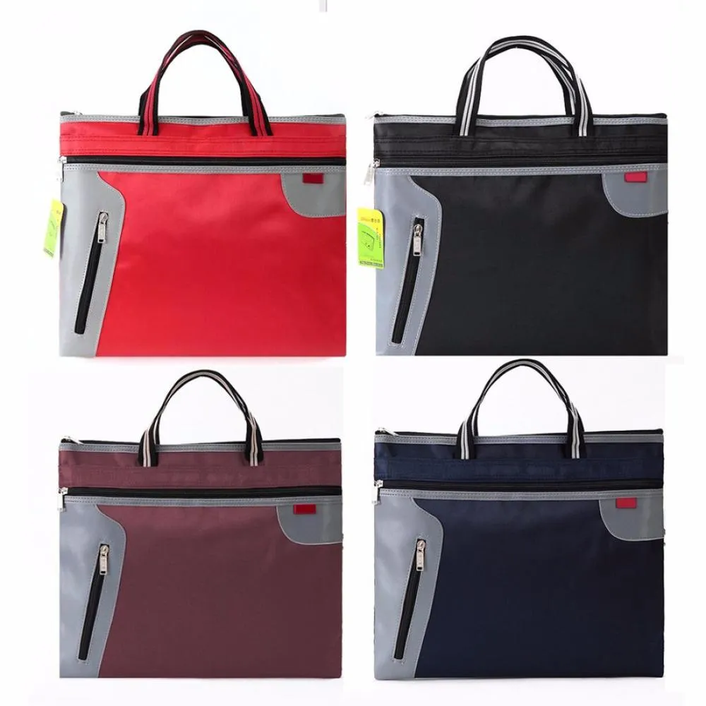 1PC 37X30CM Top Grade Commercial Business Document Bag Tote A4 Filing Bag Meeting Bag Side Zipper Pocket 4 Colors (5)