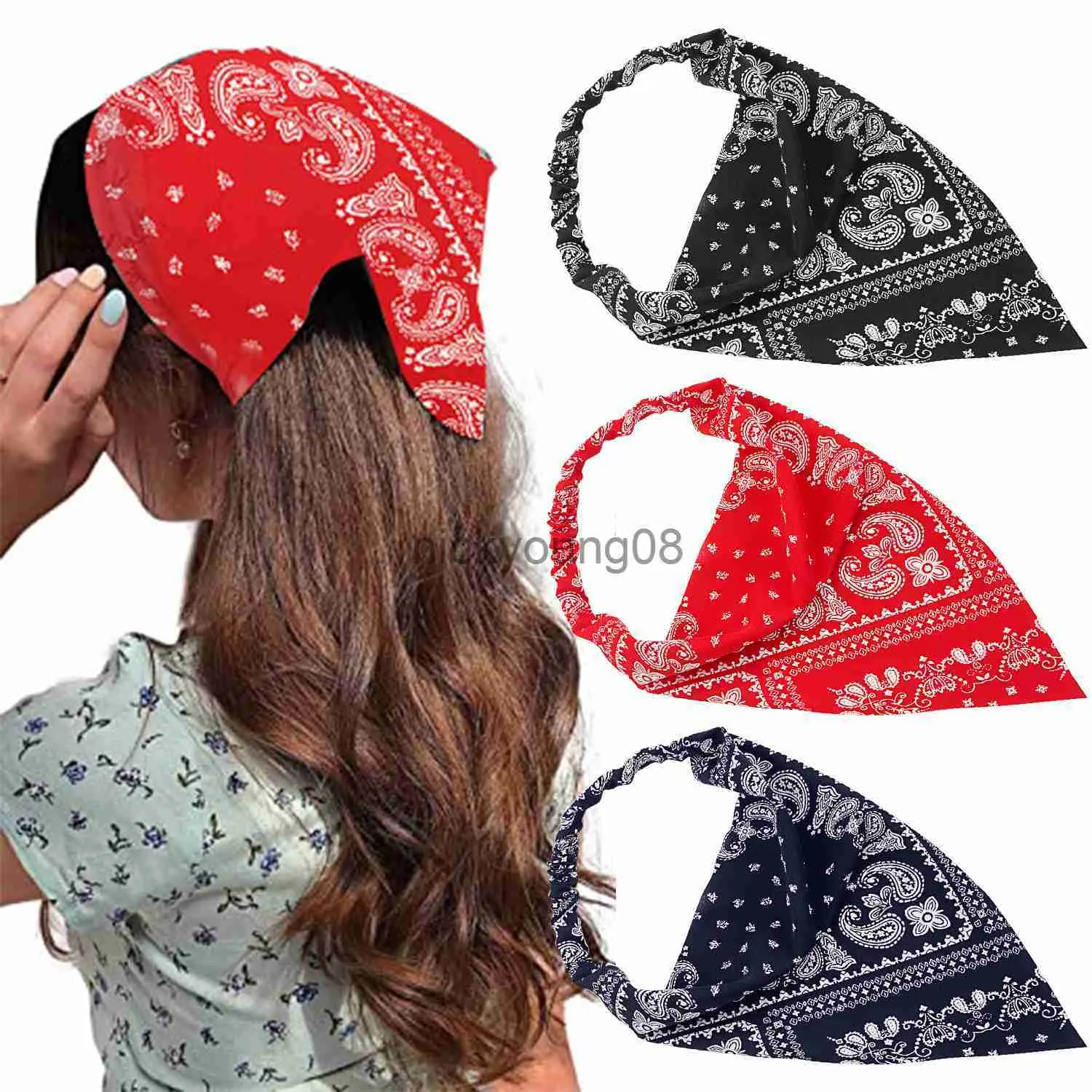 Bandanas Femmes Hommes Style Bohême Français Élastique Bande De Cheveux Triangle Écharpe Bandeau Rétro Imprimé Floral Vélo Randonnée Tête Wrap x0628