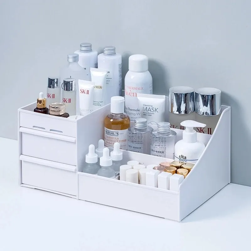 Förvaringshållare rack makeup arrangör för kosmetisk låda skrivbord smycken nagellacklåda container stor kapacitet skrivbord organisation 230627