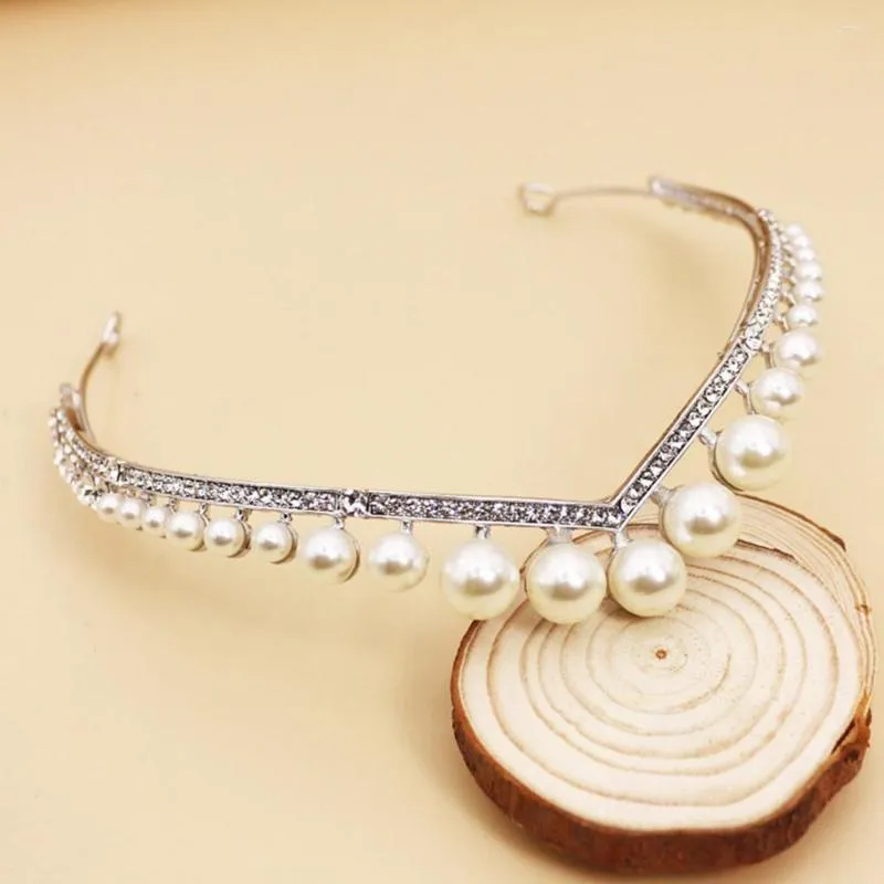 Hair Clips Pearl Bridal Wedding Tiaras And Crowns Headband Accessories Jewelry Rhinestone Tiara Bride Headpiece ML