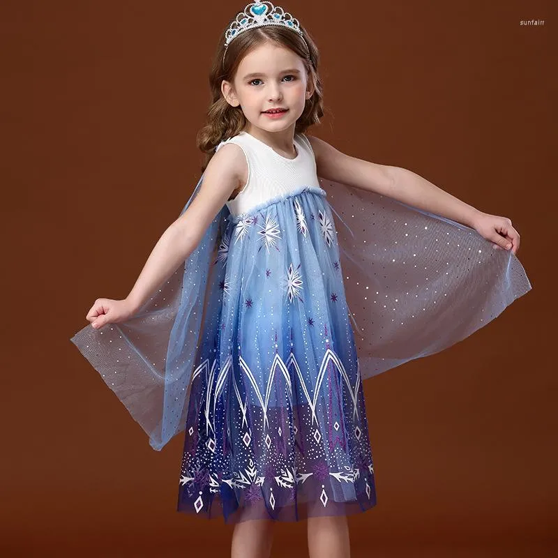 Fille Robes D'été Princesse Jupe Flocon De Neige Maille Étoiles Petite Belle Fée Pure Robe Enfants Pour Les Filles Fleur