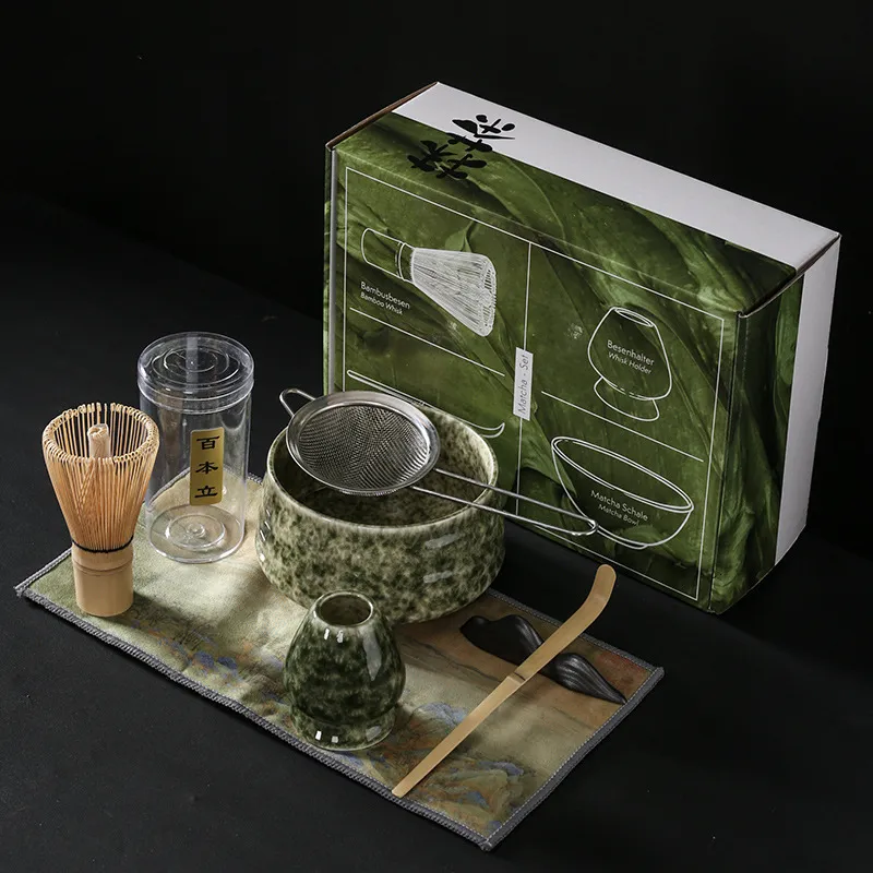 Copas de vino 47pcsset Hogar hecho a mano Fácil de limpiar Juego de té Matcha Juego de soporte de herramientas Tazón Batidor Cuchara Ceremonia de regalo Accesorio japonés tradicional 230627
