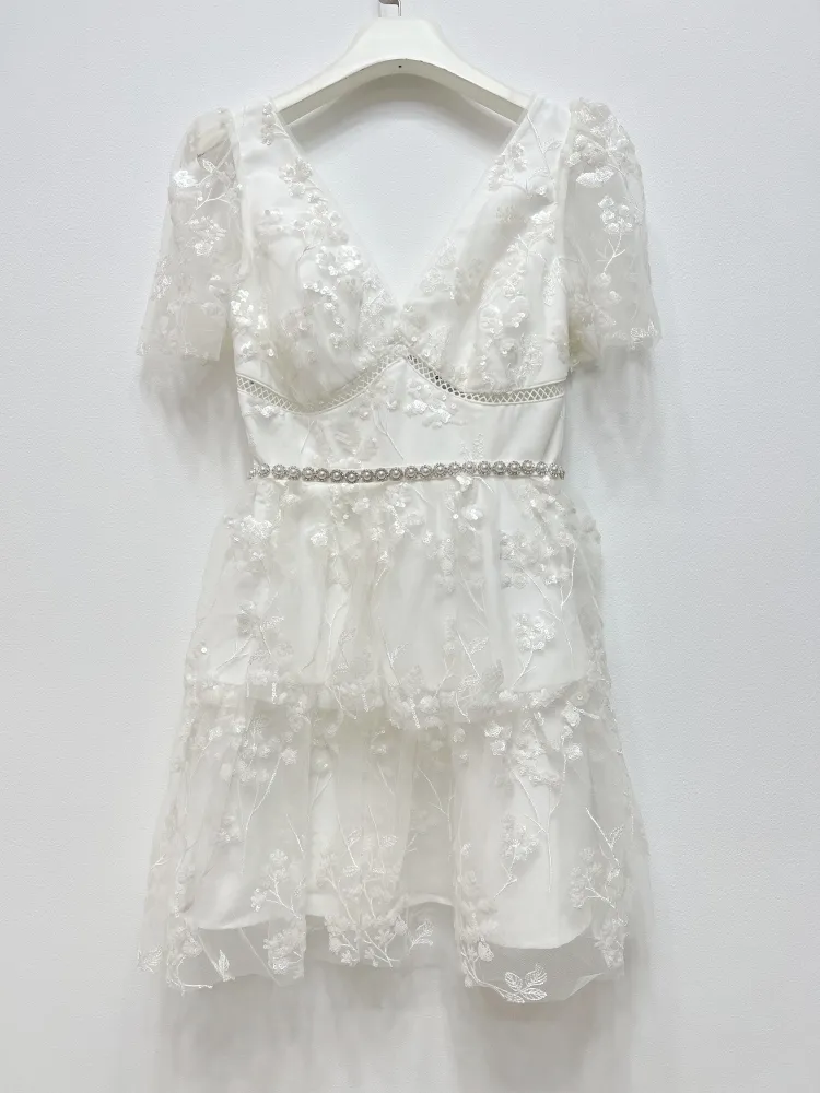 white embroidered mesh dress Ivory Floral Embroidered Mesh Maternity Evening Gown – PinkBlush
