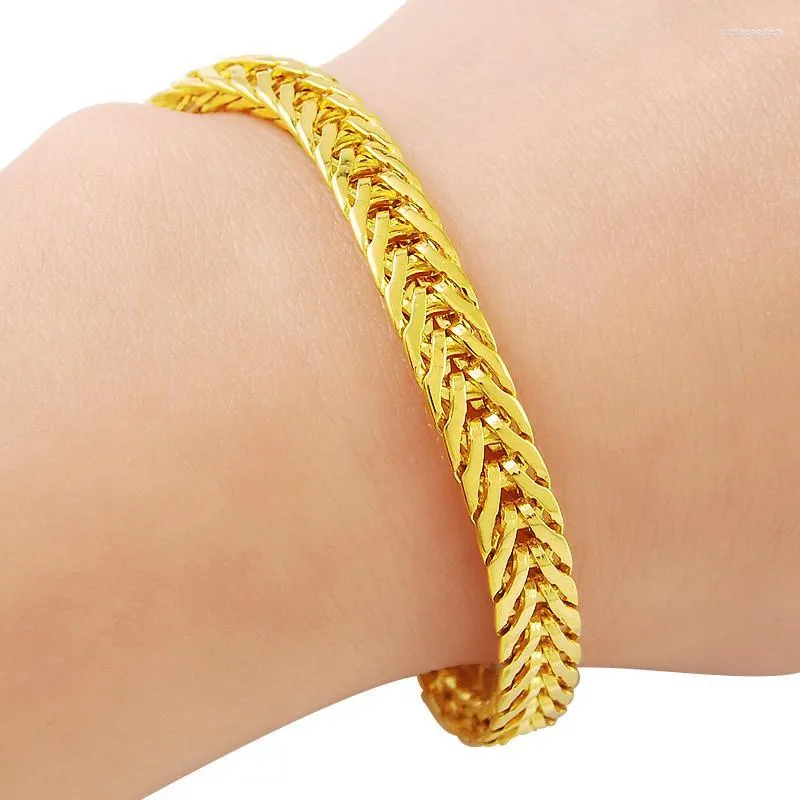 Bracelets porte-bonheur Bracelet en or 24 carats sur le côté 5 MM quille plaqué or mode adapté aux cadeaux de bijoux pour femmes