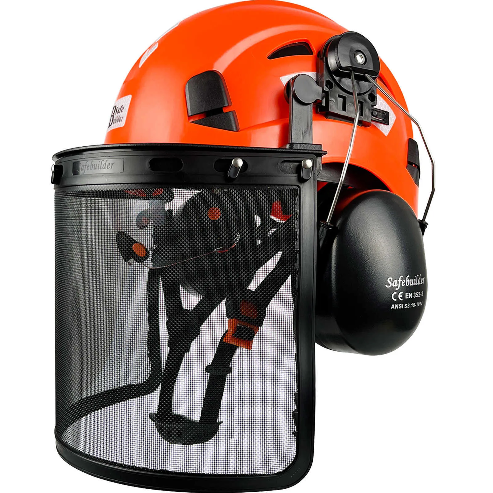 Capacetes Táticos Novo Capacete de Segurança Industrial Florestal Com Viseira Malha Escudo Facial Earmuffs Refletivo Motosserra Corte Madeira Trabalho Capacete ABSHKD230628