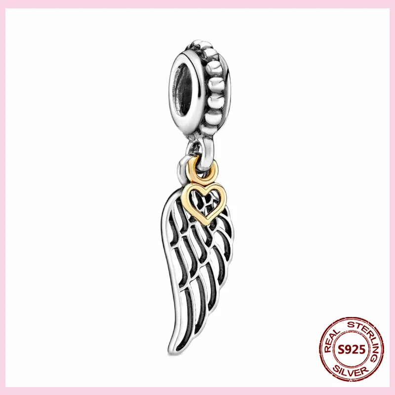 925 Silver Fit Pandora Charm 925 Bracelet Feather Root Wings Bead Turtle Fish  charms set Pendant DIY Fine Beads Jewelry