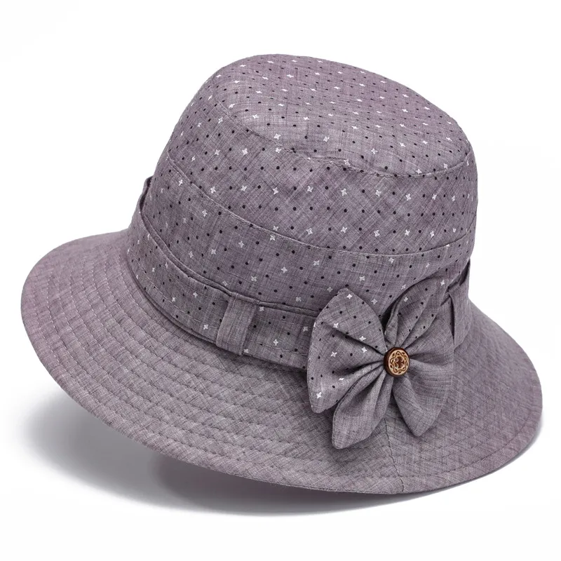 منتصف العمر قبعة دلو الإناث ربيع الخريف قبعات واقية من الشمس الجدة حوض بنما النساء واقية من الشمس قبعات نمط نقطة