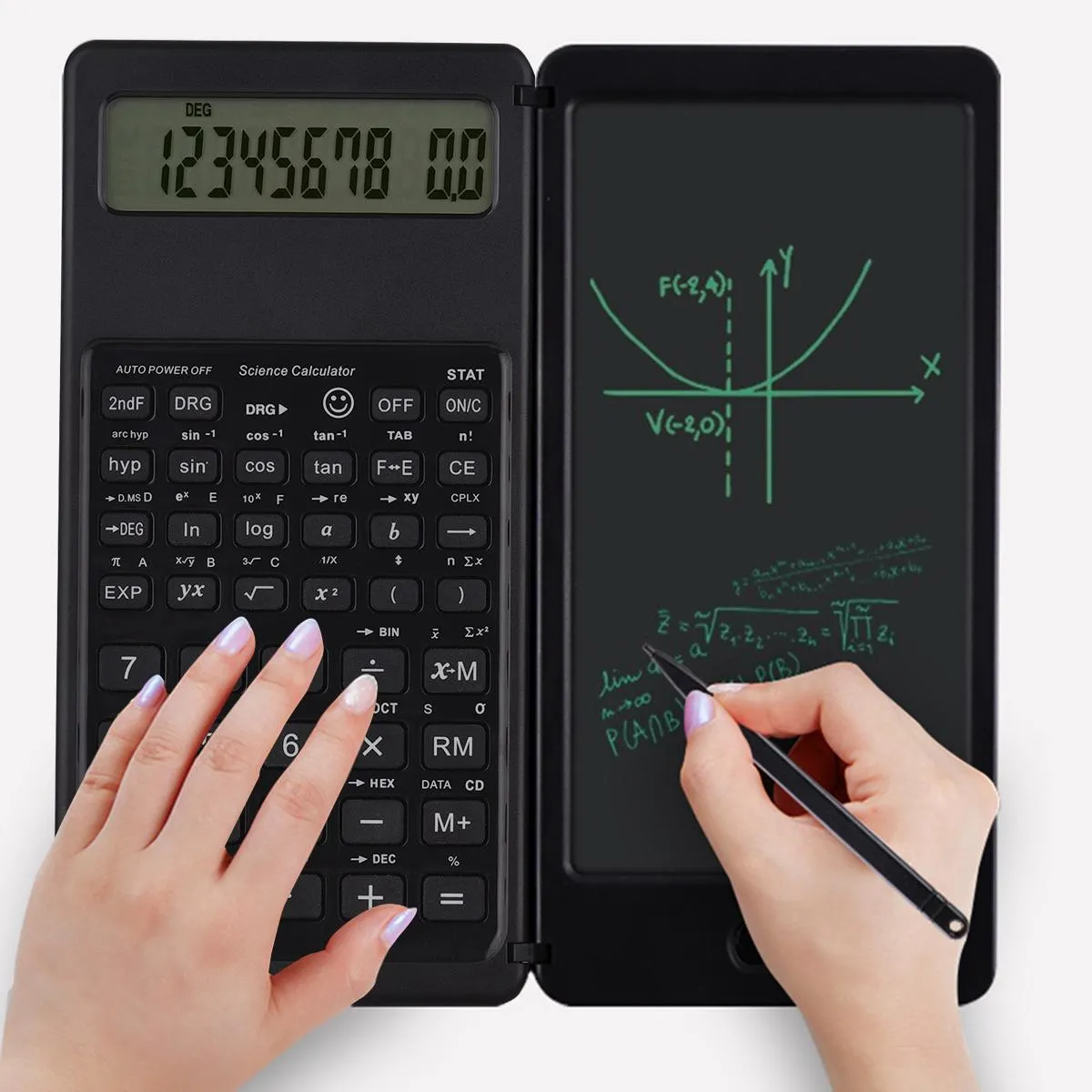 Calcolatori calcolatrice scientifica piegabile display di grandi dimensioni 10digit con un tablet di scrittura cancellata da disegno digitale calcolo matematica matematica