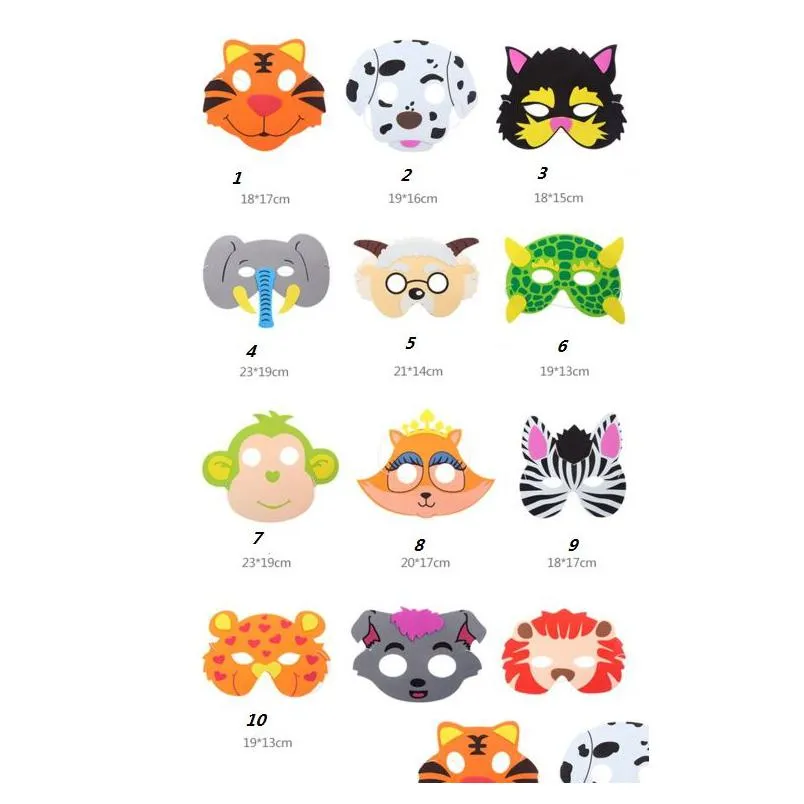 Маски для вечеринок Kids Fancy Dressfoam Mask Eva Animal Bag Filler Child Birthday Holiday Christmas Cosplay Stage Cartoon Gift Drop Deliver Dhgaj