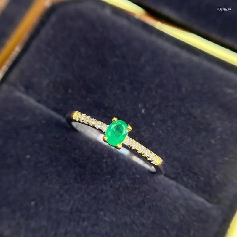 Anelli a grappolo Regalo di San Valentino Anello con smeraldo naturale e reale in argento sterling 925 per uomo o donna