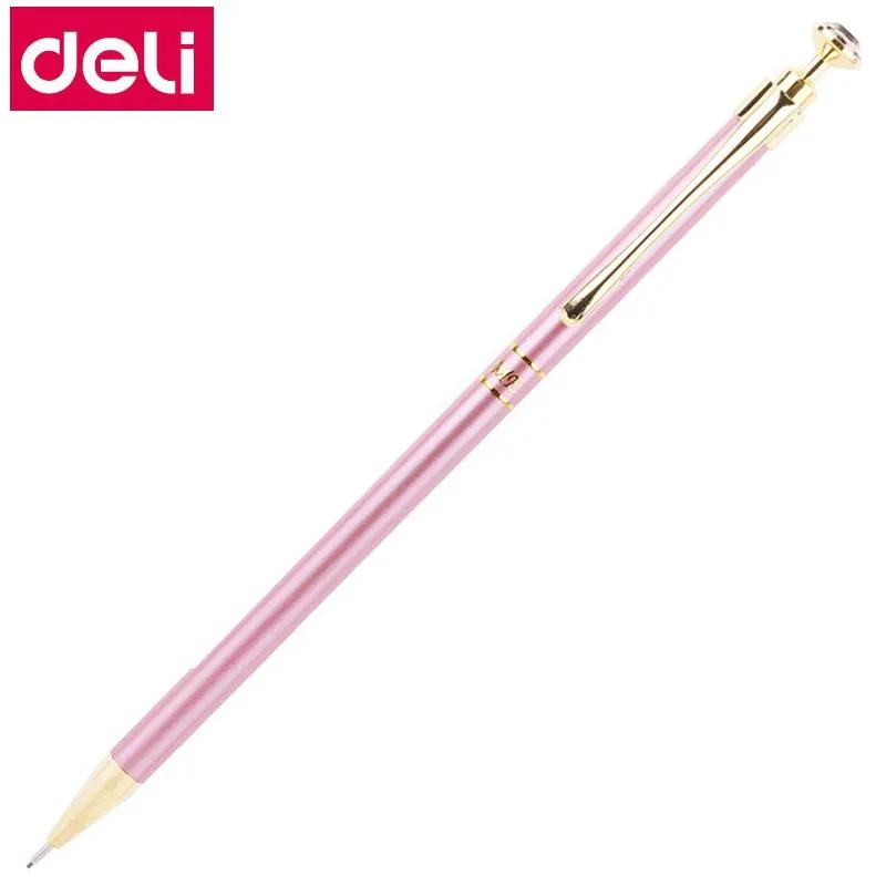Pennor 24 st/parti deli S716 Mekanisk blyertspenna Automatisk blyerts diamanter stil huvud 0,5 mm Hb metallfodral penna blandad färg grossist