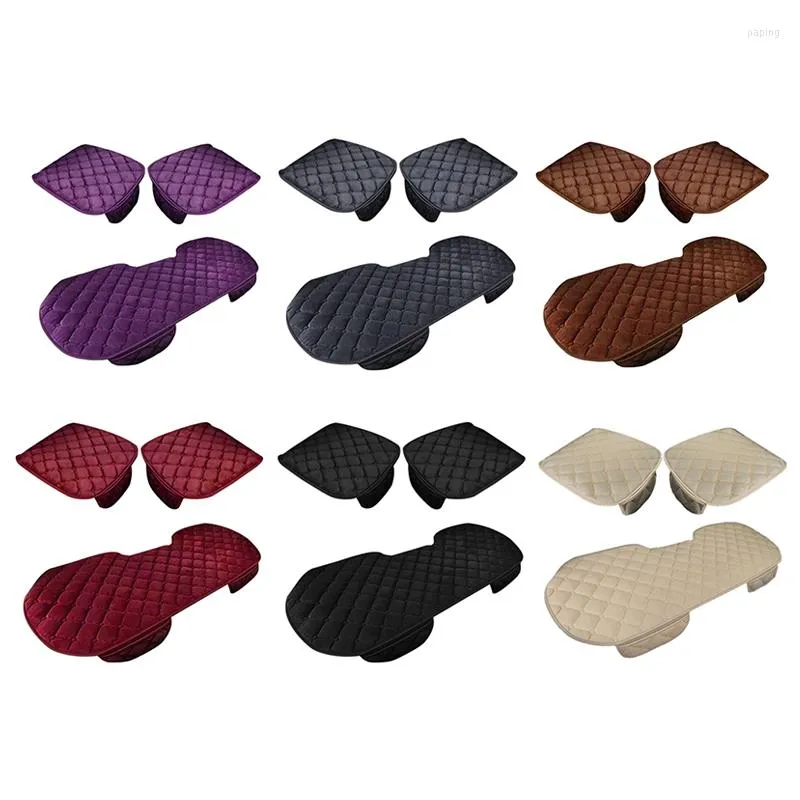 Housses de siège de voiture 3 pièces hiver chaud Auto intérieur housse de coussin sièges souples anti-dérapant protecteur court en peluche coton (violet)