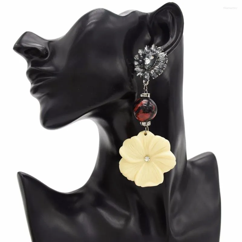 Baumelnde Ohrringe, elegante große Blumenform, langer Tropfen für Frauen, Braut-Kristall-Statement-Ohrring, Hochzeit, Party, Charm-Schmuck, Orecchini