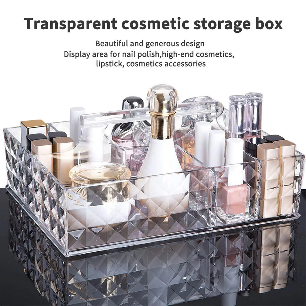 Organizador de almacenamiento de maquillaje transparente, cajones grandes  de acrílico, estuche de exhibición de cosméticos, caja de almacenamiento