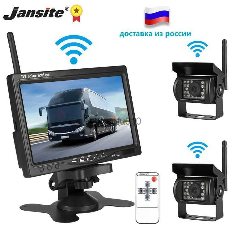 S Jansite 7 "monitor de carro sem fio tft câmeras de backup de carro monitor para estacionamento de caminhão sistema retrovisor lente da câmera traseira tensão 12-24 v l230619