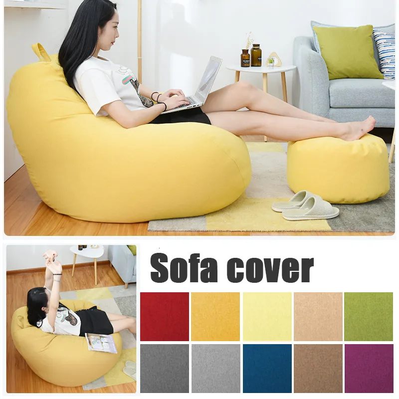 Sofas Bean Bag Chair Cover Filler Free Linen Cloth Lounger Seat Bean Bag  Pouf Puff For Salon, Tatami, And Gigante Chairs Asiento 230627 From Dao09,  $12.18