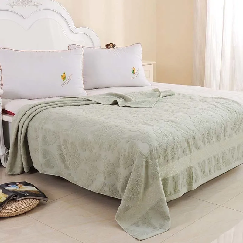 Filtar jacquard andningsbara sängklädda sängkläder sommarkast på bäddsoffa bädds bomullshandduktråd för vuxna barn mjuk 230628
