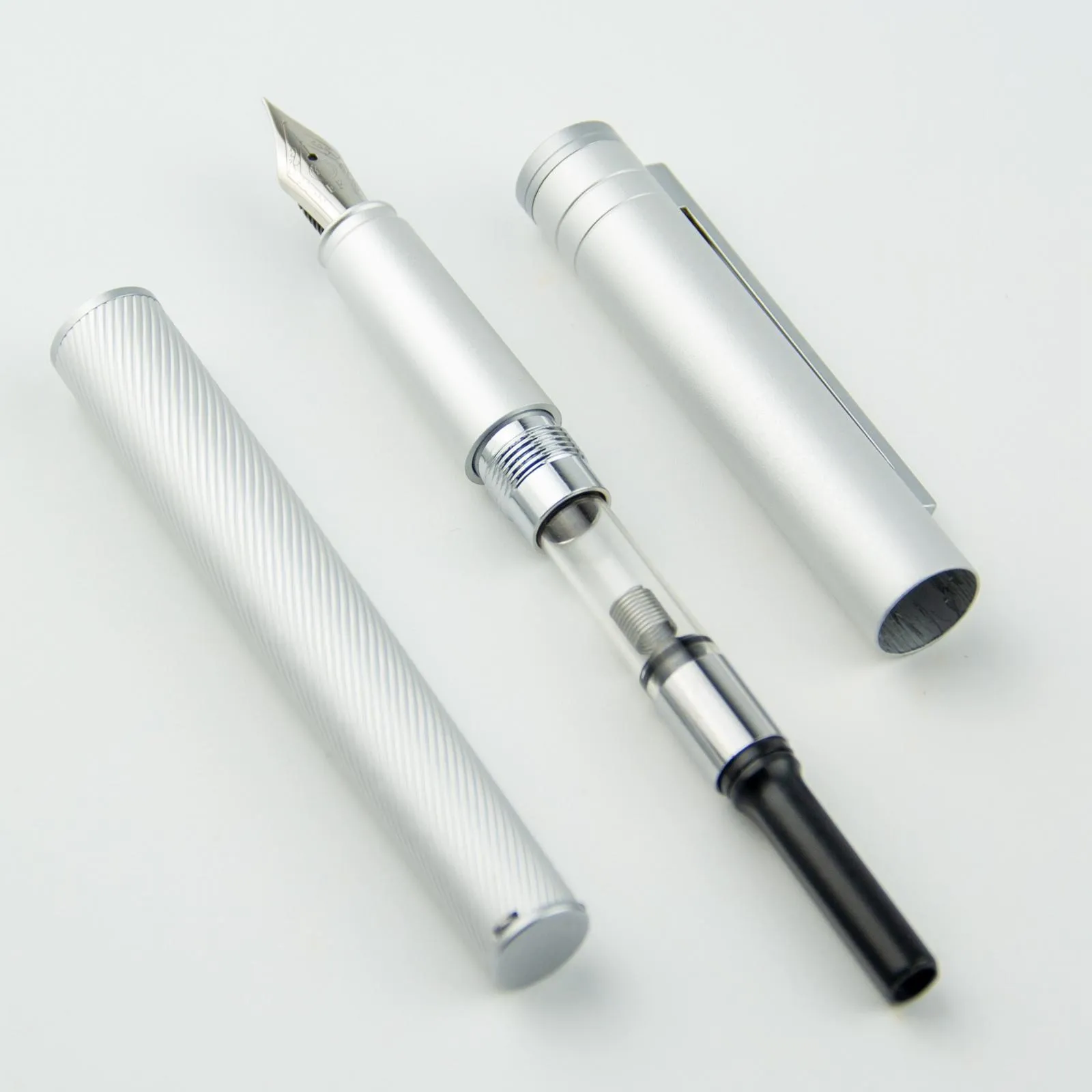 Pennor Hongdian H1 Fountain Pen Aluminiumlegering EF F NIBS Skriva kontor Business Penns Metal Silver gåvor till vän