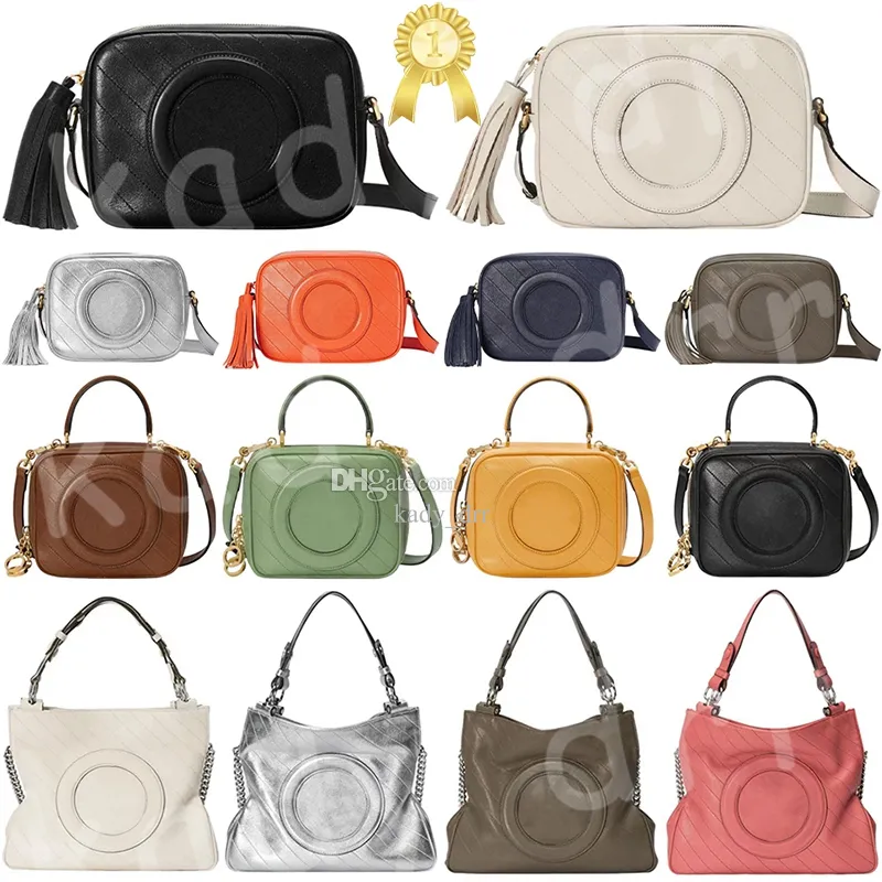 Blondie Top Handle Bag Designer Round Interlocking G Leather Patch Tote Mulheres Homens Bolsa Feminina com Fecho de Zíper Alça Corrente com Borla Bolsas de Ombro Bolsa