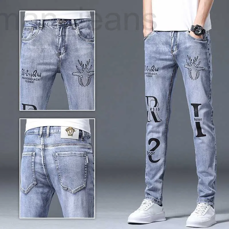 Jeans da uomo firmati Jeans da uomo estivi europei marchio di moda stampa a diamante caldo leggings rossi netti slim fit personalizzati 04P4