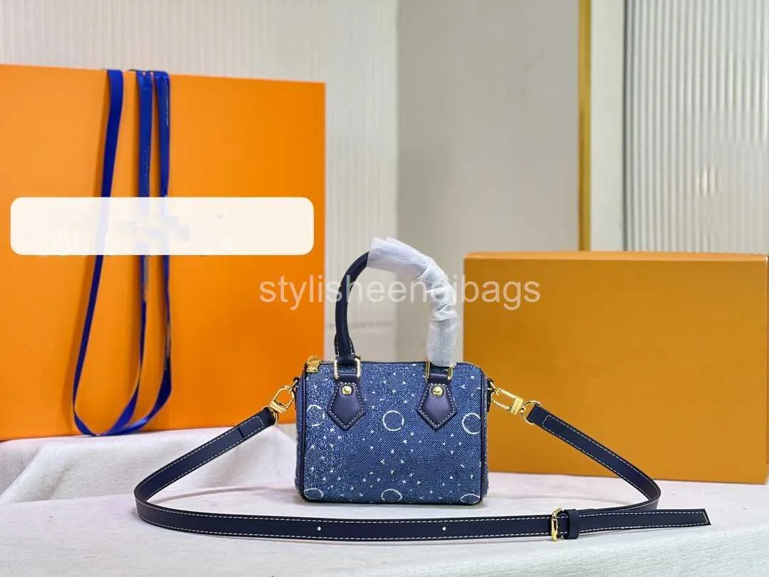 Designer Totes Speedy 25 Navy Blue Denim Bags Monograms Canvas Pattern Faded Padlock crossbody Shoulder Bandouliere mini sac à main 16 cm M81168 M81085 M82242