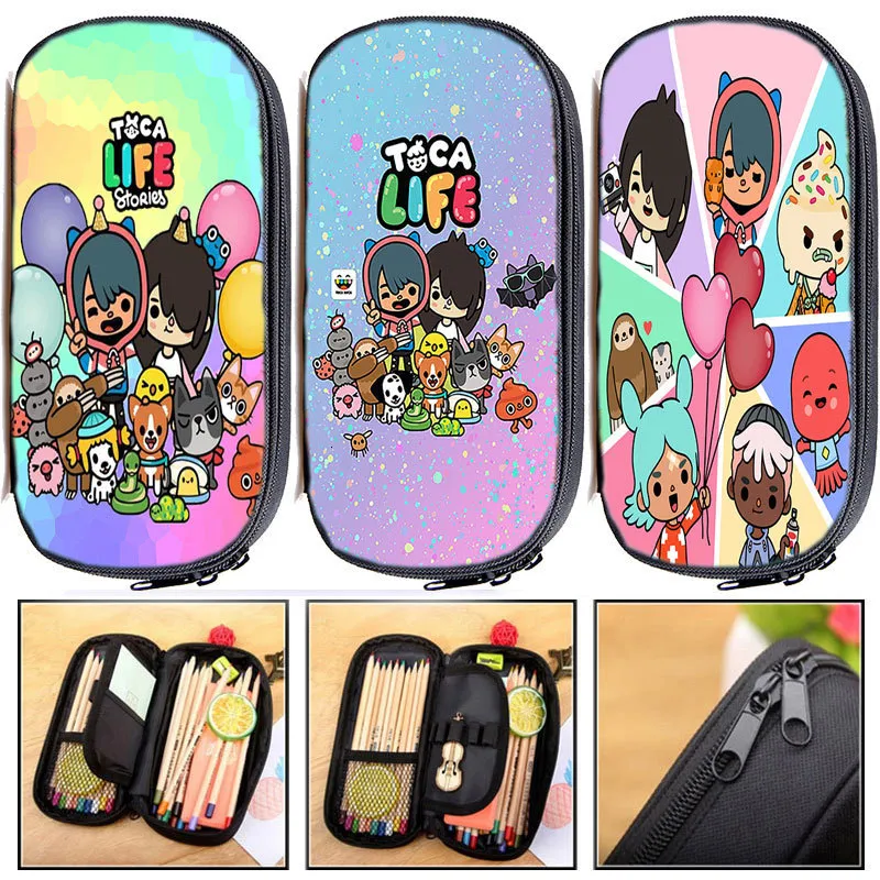 Diaper Bags Toca Life World Game Pencil Case Cartoon Pen Bag Boca Print Holder Cosmetic Box Stationery Storage Pouch 230628