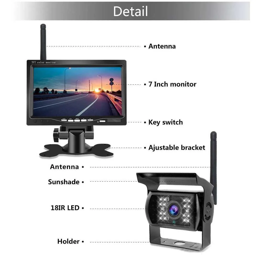 Camion HD étanche Vision de nuit caméras sans fil parking Systèmes caméra  moniteur 2.4G caméra de recul sans fil - Chine Caméra sans fil, caméra de recul  sans fil