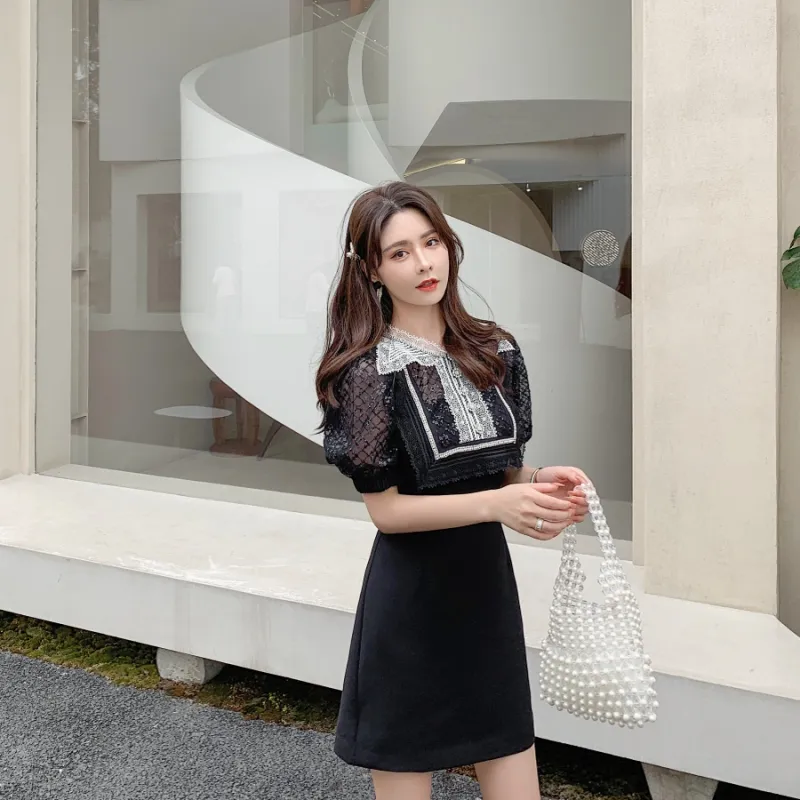 Self Portrait Black Cotton A-Line Dress with Square Neck and Tulle Skirt  Above Knee from Dhgate Basic & Casual Dresses - price 75.47