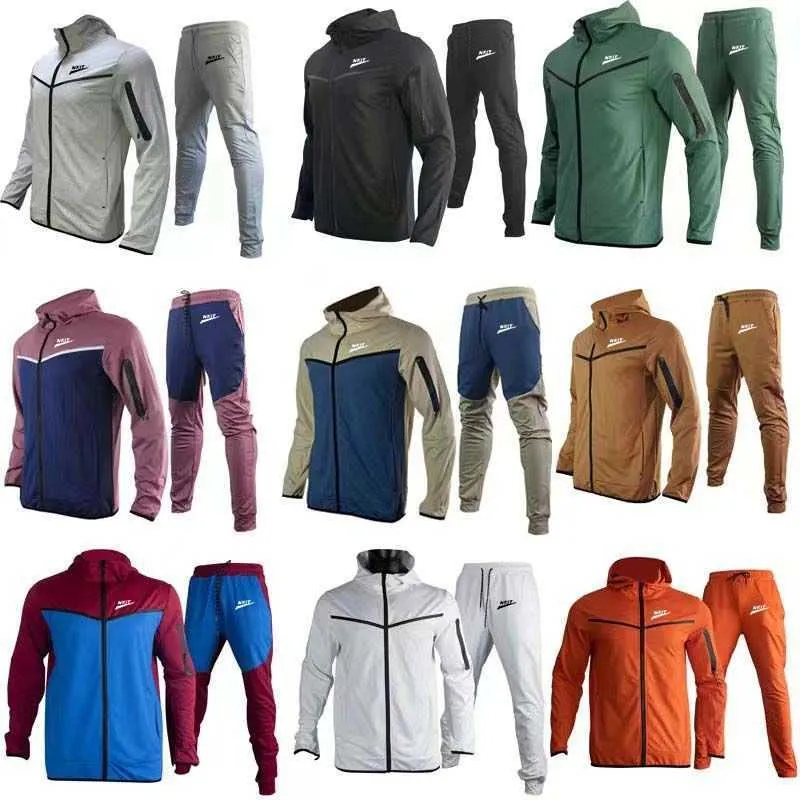 Vendita calda Tech Fleece NLke Tuta Designer Sottile Abbigliamento sportivo da uomo per donna Felpa con cappuccio con zip Uomo - Giacca a maniche lunghe Pantaloni da jogging