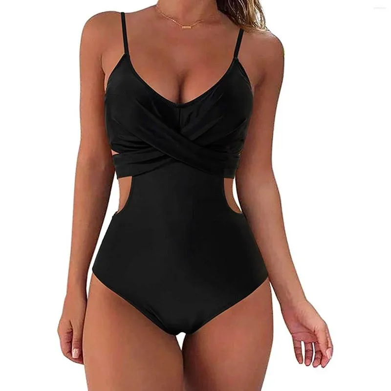 Damen-Bademode, einteiliger Badeanzug mit Wickelausschnitt, Badeanzug, hohe Taille, Monokini, sexy Body
