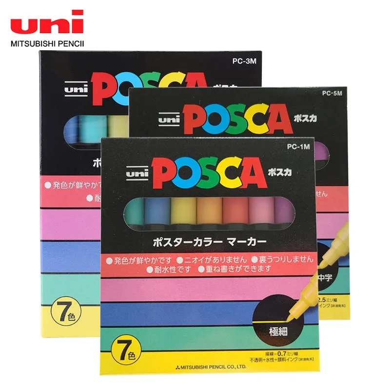 Markers 7colors POSCA Marker Pen Set for Animation Special Pop Poster Advertising Pen Graffiti Painting PC1M PC3M PC5M