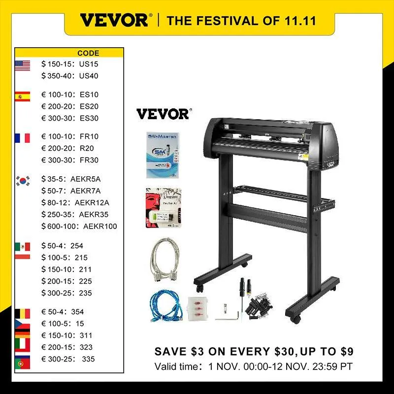 Máquina de cortador de vinil vevor plotter com suporte de caneta Software Windows Software de 28/34 polegadas Plotador de corte de alimentação para impressão