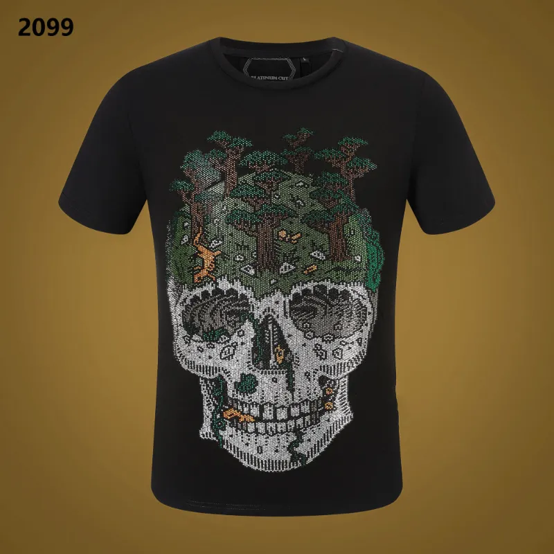 NOUVEAU STYLE Phillip Plain Hommes T-shirts Designer PP Crâne Diamant T-shirt À Manches Courtes Dollar Ours Brun Marque Tee Haute Qualité Crânes T-shirt Tops SP2099