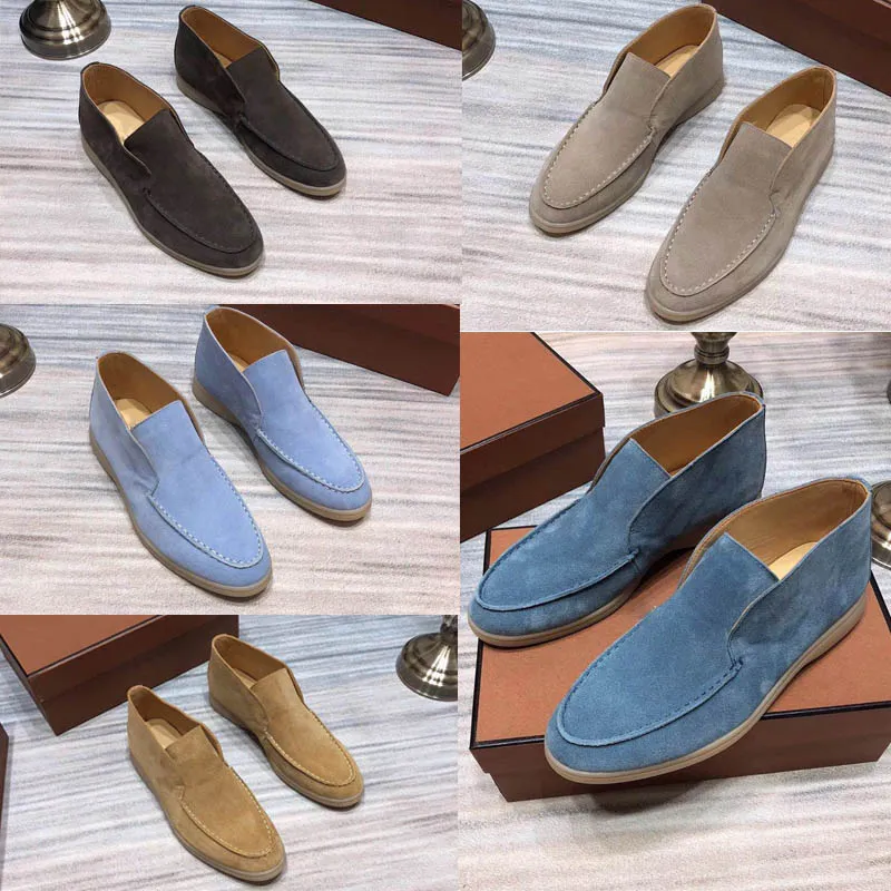 Luxus-Designer-Flachschuh, Sommer-Freizeitschuh-Charms, verzierte Wildleder-Loafer, Loro-Pianas-Schuhe, beige, echtes Leder, bequeme Slip-On-Flats, Herren- und Damen-Wanderschuh