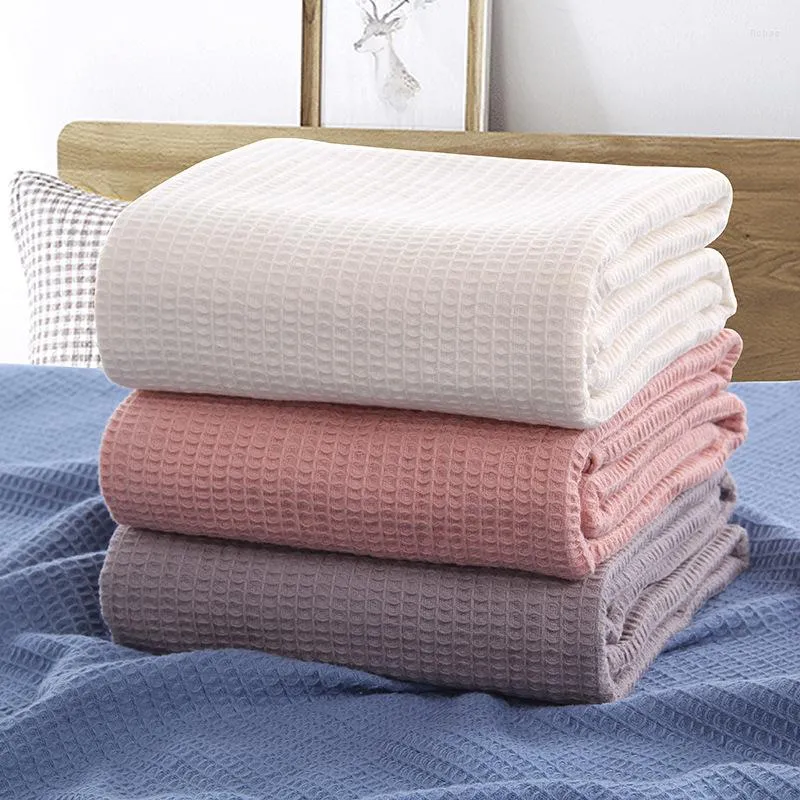 Coperte Summer Cool Thin Single Blanket Waffle Plaid Cotton Sofa Thread Home Bed Asciugamano morbido traspirante Scialle