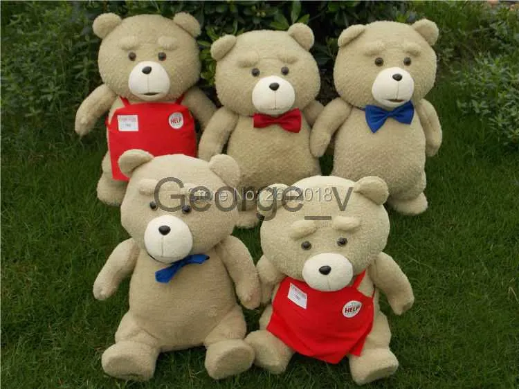 Gevulde pluche dieren Nieuwe Ted film teddy pluche 45cm Staande zittende ted pluche beer teddybeer gigantische Rode schort Zwarte vlinderdas pluche Speelgoed Gift 6 Stijl J230628