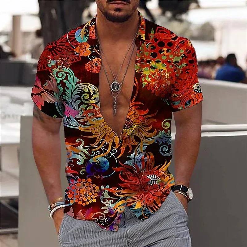 Herrklänningskjortor Hawaiian Tropical For Men 3D Beach Holiday Short Sleeve Summer Overized Tops Tee Shirt Man Floral Blus 5xl Camisa 230628