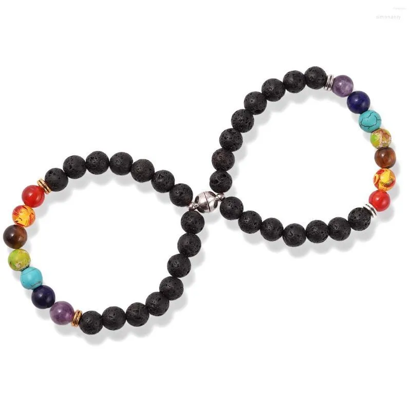 Strand Black Bead Bracelets Yoga Hand Accessories Balancing Reiki Protection For Men Women Gifts Ly