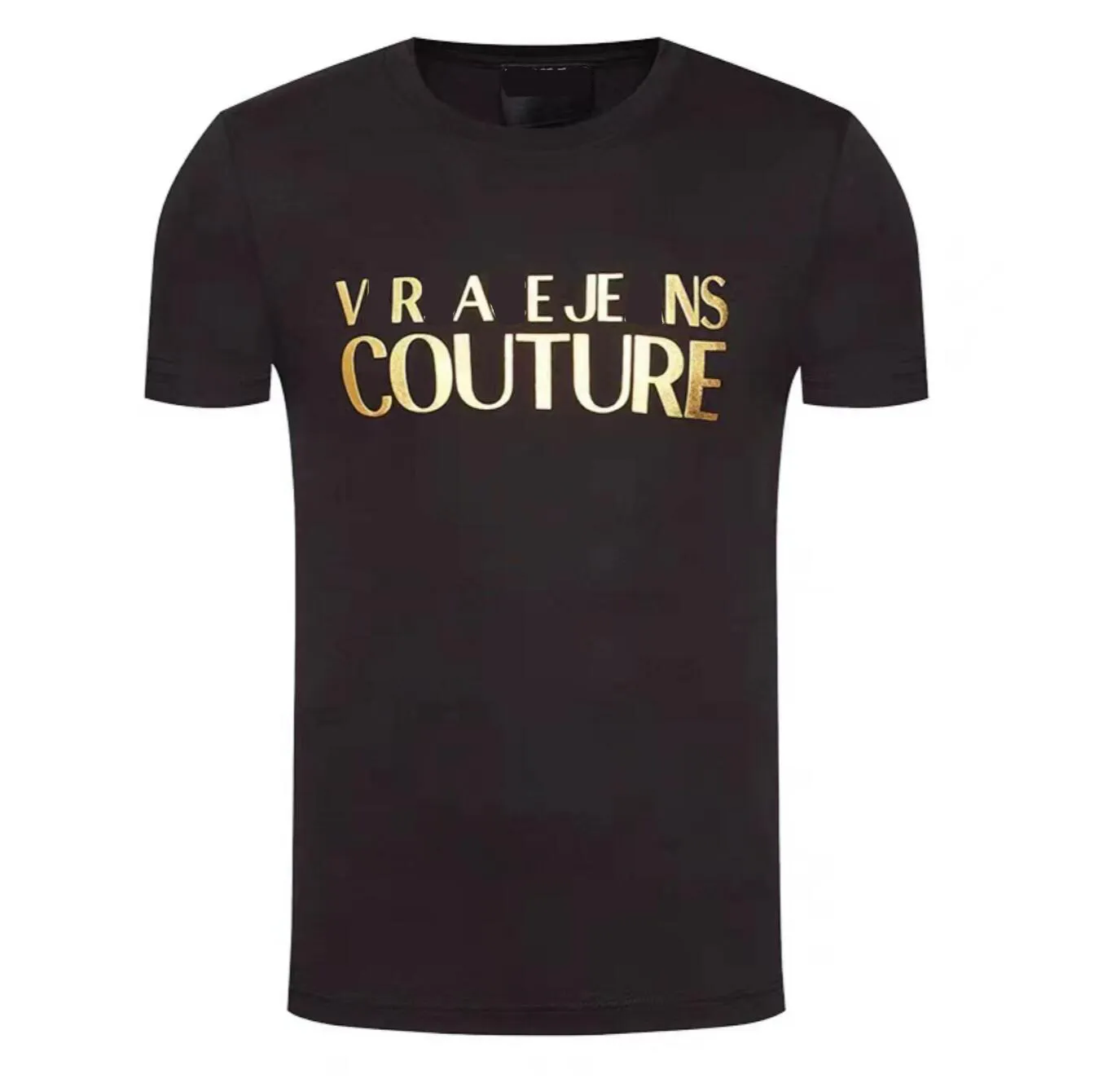 Heren Casual T-stukken Ronde nek Korte mouw Pure katoenen gouden postzegel letters Gedrukte T-shirt Zomer Casual luxe shirts