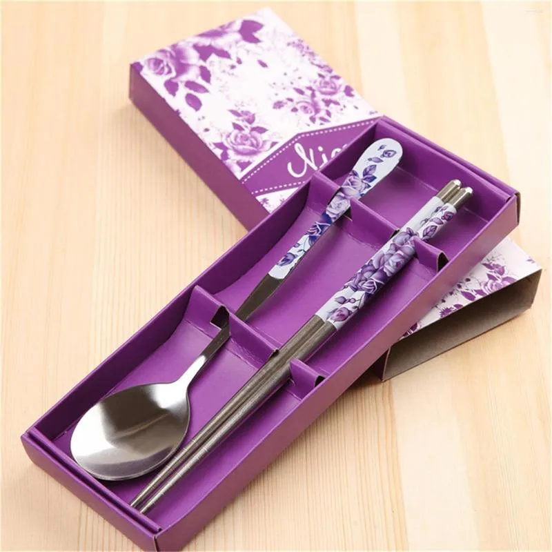 Dinnerware Sets Chopsticks And Spoon Set With Non-Slip Design Long Handle Metal For Daily Life Durable Minimalist Style DIN889